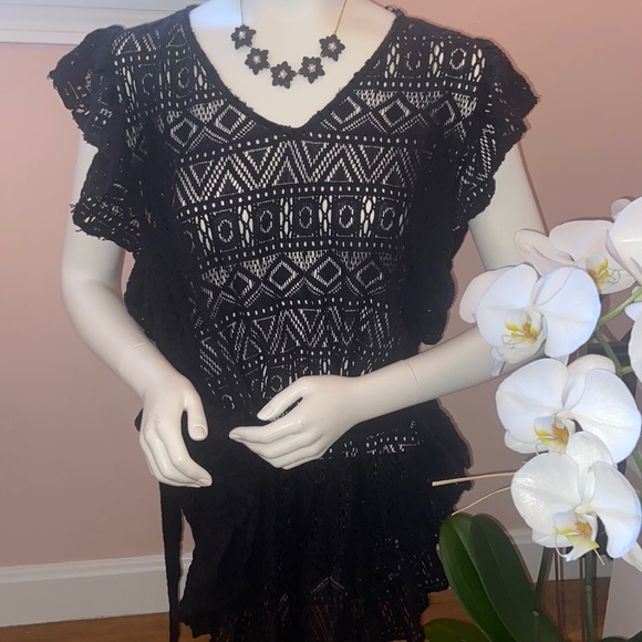 Tribal black see through beach coverup - Picture 3 of 4